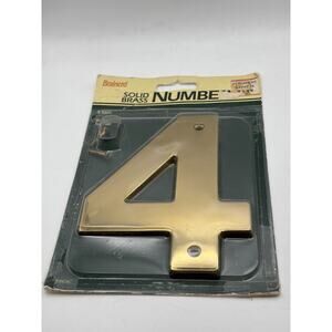 Solid Brass House Number 4 Deadstock New In Package VINTAGE #4